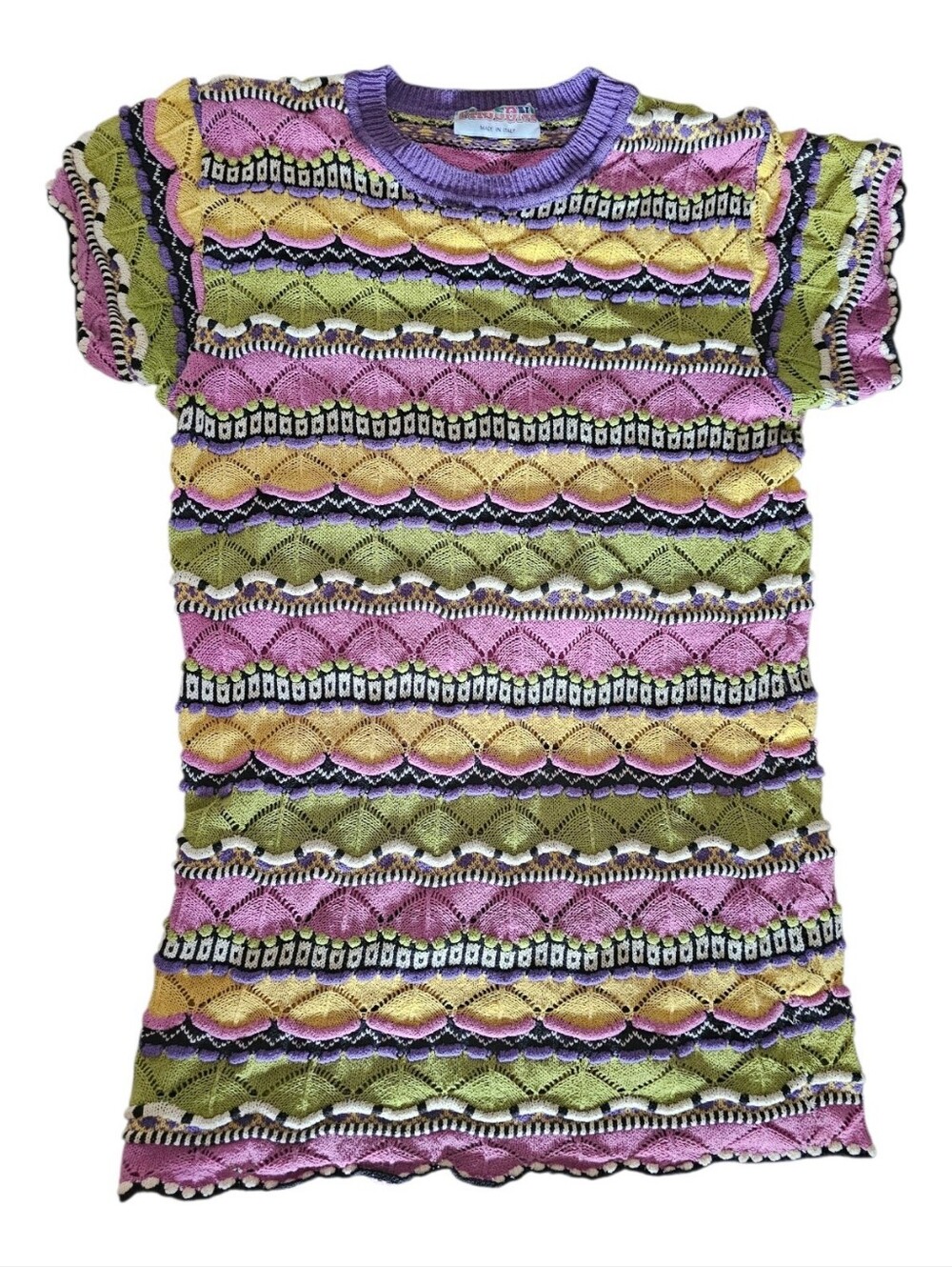 Vintage Missoni Multi-Color Knit Short-Sleeve Women's Top M/L-See Pic For Sizing